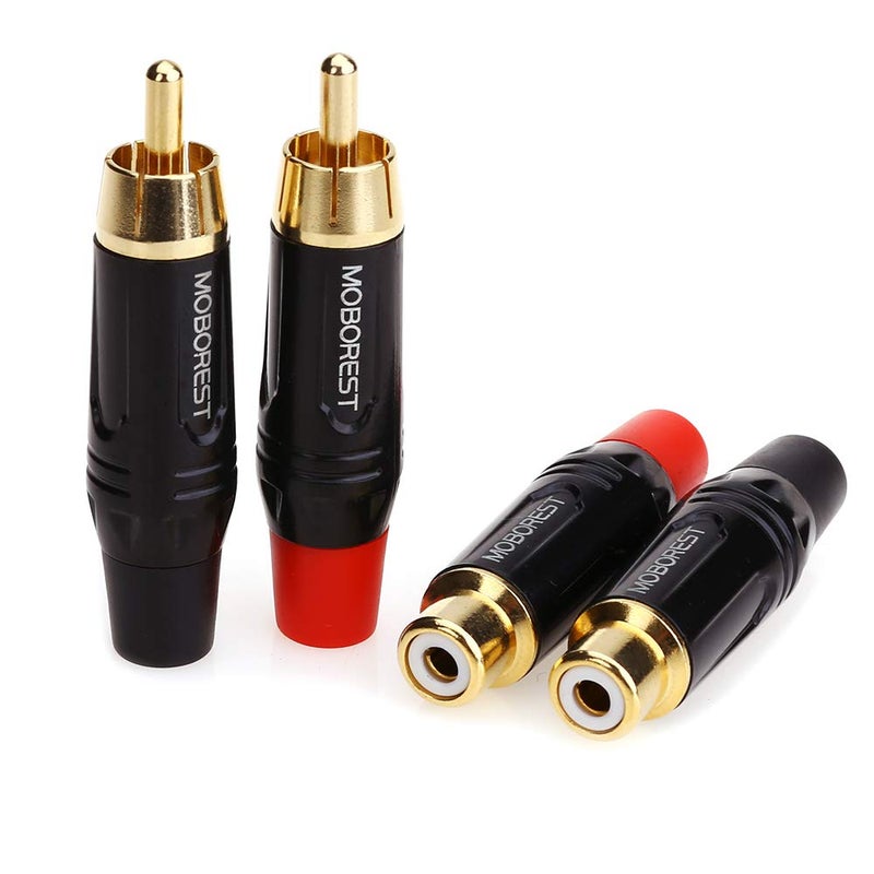 MOBOREST RCA Male, Female Plug Adapter Audio Phono Gold Plated Solder 24K Gold Speaker Plugs RCA Jack Cable Connector Adapter(RCA Female*2P+Male*2P) - Image 4